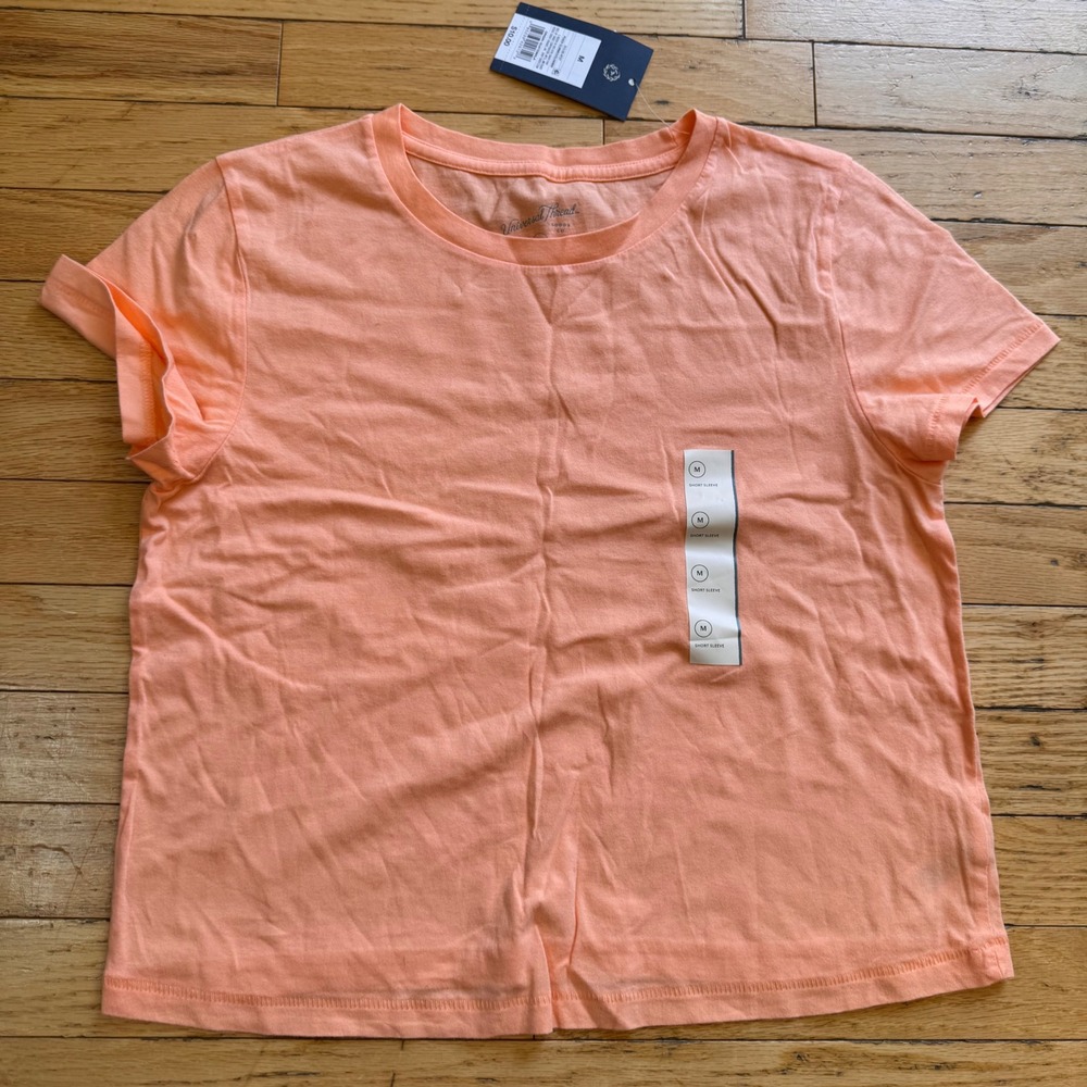 Universal Thread Womens Peach Glimmer Cotton Short Sleeve T-Shirt Size M